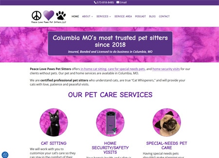 pet sitter website design.