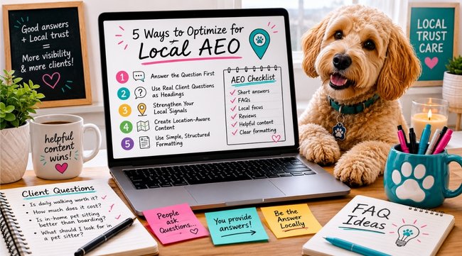 5 ways to optimize your pet business website for local AEO.
